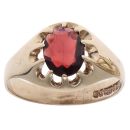 9ct Yellow Gold Garnet Signet Ring
