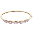 9ct Yellow Gold 0.05ct Diamond and Amethyst Hinged Bangle