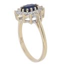 9ct Yellow Gold Sapphire And Cubic Zirconia Cluster Ring