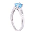9ct White Gold Blue Topaz and Diamond Circular Ring