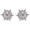 Silver Cubic Zirconia Flower Cluster Stud Earrings By Icesia