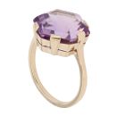 9ct Yellow Gold Hexagonal Amethyst Single Stone Ring