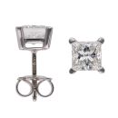 9ct White Gold 2.00ct Princess Cut Lab Grown Diamond Stud Earrings