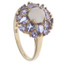 9ct Yellow Gold Tanzanite and Opal Cluster Ring