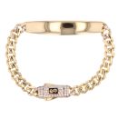 Children's 14ct Yellow Gold Monaco ID Classic Pave Lock Bracelet 5.5"
