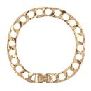9ct Yellow Gold Patterned And Plain Curb Bracelet 8.5"
