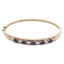 9ct Yellow Gold 0.03ct Brilliant Cut Diamond And Sapphire Bangle