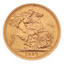 1957 Elizabeth II First Portrait UK Full Sovereign Coin
