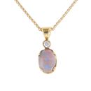 18ct Yellow Gold 0.05ct Diamond And Opal Pendant And Chain 16"