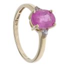 9ct Yellow Gold 0.05ct Diamond and Pink Sapphire Single Stone Ring