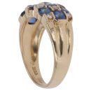 18ct Yellow Gold 0.30ct Diamond and Sapphire Three Row Ring