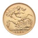 1908 Edward VII Large Head UK Half Sovereign Coin