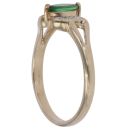 9ct Yellow Gold 0.05ct Diamond and Green Gemstone Ring