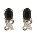 9ct Yellow Gold 0.01ct Diamond and Sapphire Fancy Earrings