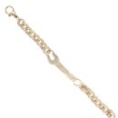 9ct Yellow Gold Plain Spanner And Cubic Zirconia Belcher Bracelet 5.5"