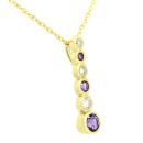 9ct Yellow Gold Diamond And Amethyst Pendant And 16" Chain