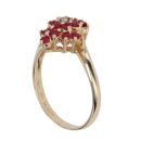 14ct Yellow Gold 0.05ct Diamond and Ruby Cluster Ring