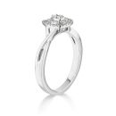 9ct White Gold 0.20ct Natural Diamond Double Halo Pear Twist B And Ring