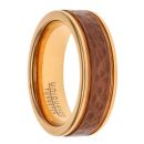 Unique & Co Tungsten And Carbide Rose And Brown Wedding Ring