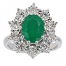 9ct White Gold 1.00ct Diamond And Emerald Cluster Ring