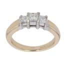 14ct Yellow Gold 0.50ct Princess Cut Diamond Trilogy Ring