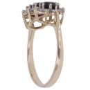 9ct Yellow Gold Cubic Zirconia and Sapphire Triple Cluster Ring