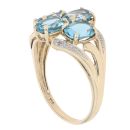 9ct Yellow Gold 0.01ct Diamond And Blue Topaz Cluster Ring