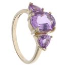 9ct Yellow Gold Amethyst Three Stone Ring