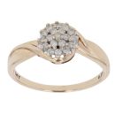 9ct Yellow Gold 0.25ct Brilliant Cut Diamond Twist Cluster Ring