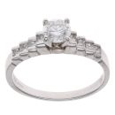 18ct White Gold 0.65ct Brilliant And Princess Cut Diamond Solitaire Ring