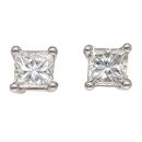 Platinum 0.70ct Princess Cut Diamond Stud Earrings