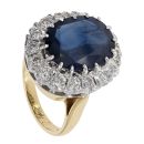18ct Yellow Gold Sapphire And Diamond Cluster Ring