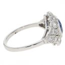 Platinum 0.70cts Diamond And Sapphire Cushion Cut Ring