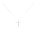 Silver Cubic Zirconia Cross Pendant and Chain 18"