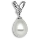 18ct White Gold 0.04ct Diamond & Pearl Pendant