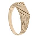 9ct Yellow Gold 0.01ct Diamond Patterned Signet Ring