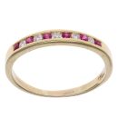 14ct Yellow Gold 0.15ct Diamond and Ruby Half Eternity Ring