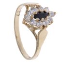 9ct Yellow Gold Cubic Zirconia and Sapphire Cluster Ring
