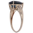 9ct Yellow Gold 0.10ct Diamond and Blue Topaz Single Stone Ring