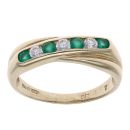 9ct Yellow Gold Cubic Zirconia and Created Emerald Crossover Ring