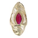 14ct Yellow Gold Cubic Zirconia Red Gemstone Ring
