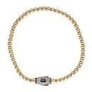 14ct Yellow Gold Monaco Bub Pave Lock Bead Bracelet 8.5"
