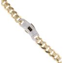 14ct Yellow Gold Monaco Classic Pave Lock Curb Chain 18"
