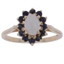9ct Yellow Gold Sapphire and Opal Cluster Ring