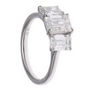 9ct White Gold 3.00ct Emerald Cut Lab Grown Diamond Trilogy Ring