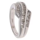 9ct White Gold 0.50ct Brilliant Cut Diamond Three Row Ring