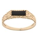 9ct Yellow Gold Patterned Onyx Signet Ring