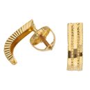 22ct Yellow Gold Grooved Stud Earrings