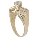 14ct Yellow Gold 0.90ct Brilliant And Princess Cut Diamond Solitaire Ring