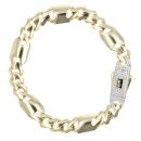 14ct Yellow Gold Monaco Flex Pave Lock Curb Bracelet 7.5"